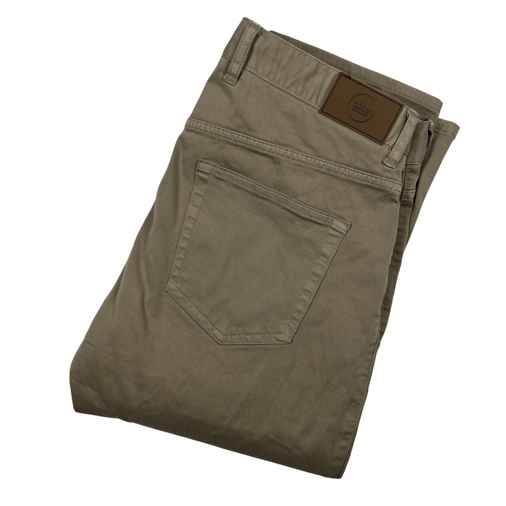 Peter Millar Signature Sateen Five-Pocket Pants Mens 32x33 Khaki ME0B39 *Flaw - Picture 1 of 16